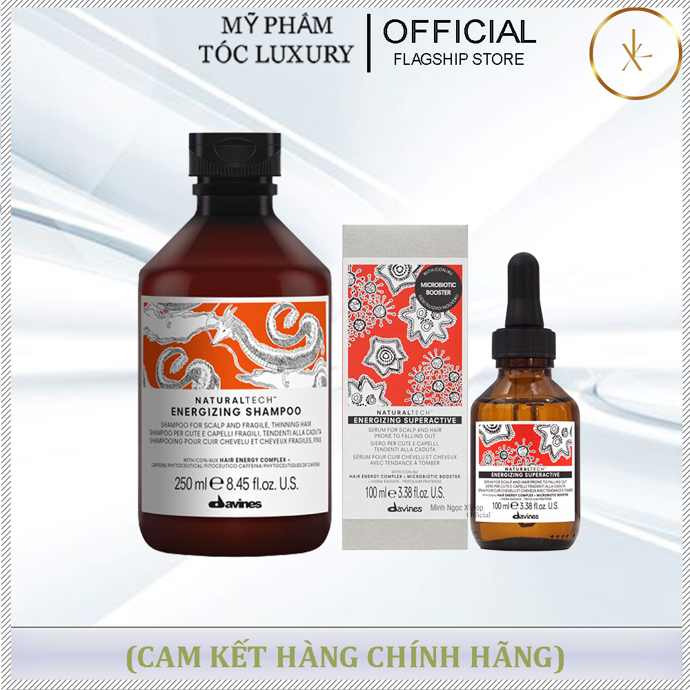 COMBO DẦU GỘI VÀ TINH CHẤT CHỐNG RỤNG KÍCH THÍCH MỌC TÓC DAVINES ENERGIZING 205ML-100ML